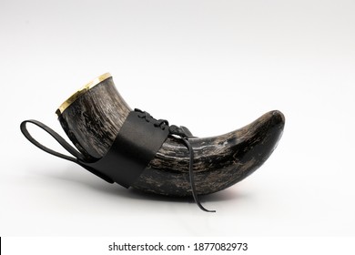 Viking Horn For Drinking On White Background