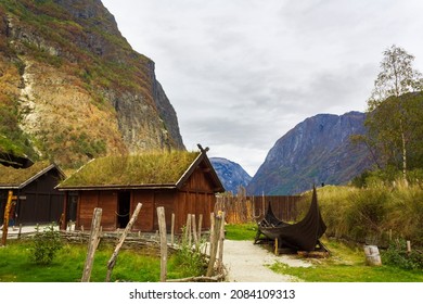 Viking Village Surrounded By Fjord Landscape