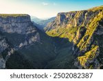  Vikos Gorge from the Oxya Viewpoint in the  national park  in Vikos-Aoos in zagori, northern Greece. Nature landscape