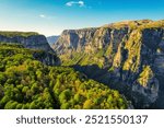  Vikos Gorge from the Oxya Viewpoint in the  national park  in Vikos-Aoos in zagori, northern Greece. Nature landscape