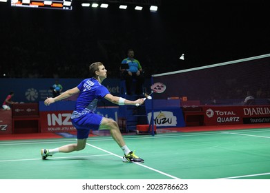 Viktor Axelsen From Denmark At Blibli Indonesia Open 2018 At Istora Senayan, Jakarta, Indonesia. July 03 2018.