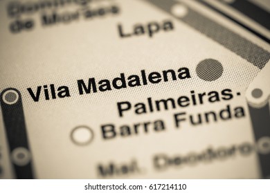 Vila Madalena Station. Sao Paolo Metro Map.