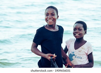 Vilanculos, Mozambique; September 12th 2018: Girl smiling on a beach in Mozambique Africa