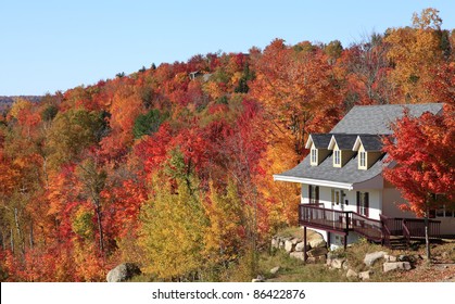 Villa in autumn, Mont Tremblant, Quebec, Canada