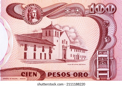 Villa De Leyva From Old Colombian Money - Pesos