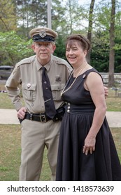 Villa Rica, GA / USA - April 13, 2019: Impersonator Of Barney Fife And Thelma Lou From The Andy Griffith Show, An American Television Sitcom In 1960s.