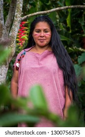 Villa Rica, Peru - July 30, 2018: Woman from the Yanesha community. Villa Rica, Peru.