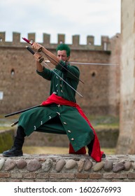 Villafranca Castle, Verona - Italy / June 09 2019 - COMICSFEST : Free Cosplay Manga Steampunk Robot Event In Italy- Roronoa Zoro One Piece