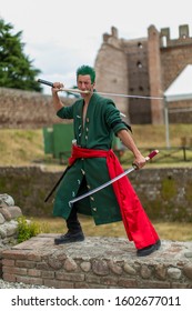 Villafranca Castle, Verona - Italy / June 09 2019 - COMICSFEST : Free Cosplay Manga Steampunk Robot Event In Italy- Roronoa Zoro One Piece