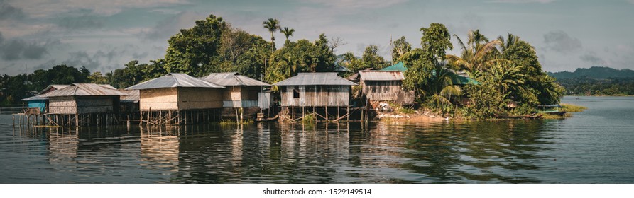 Village In Bangladesh Built On Wooden Piles As It Is Sinking And Submerging As The Water Levels In This South East Asian Country Are Rising Due To Climate Change And Global Warming