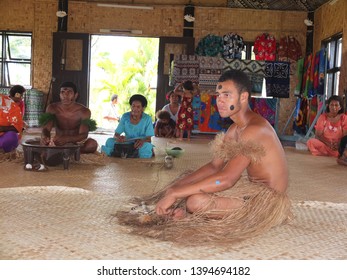 Village By Navua River, Vanua Levu, Fiji - 25th March 2014 - Drinking Kava Ceremony