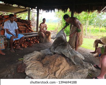 Village By Navua River, Vanua Levu, Fiji - 25th March 2014 - Drinking Kava Ceremony