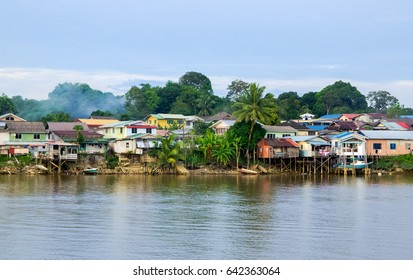 A Village By The River In Sarawak, Kuching, Malaysia