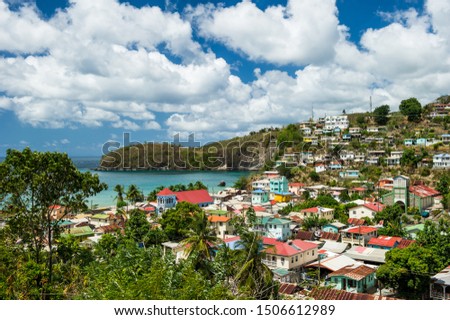 Village of Canaries on Saint Lucia in the Caribbean