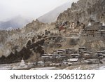 Village of Chame on Annapurna Circuit Trek, Nepal Himalaya