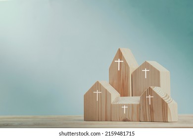 Village of church for catholics , community of Christ , Concept of hope , christianity. faith. religion and church online. - Shutterstock ID 2159481715
