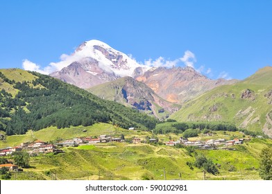 Village At The Foot Of Mount Kazbek.