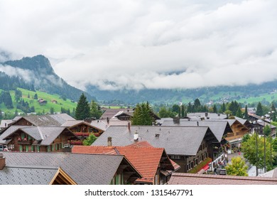 Village Of Gstaad In Summer, In Frogy Time