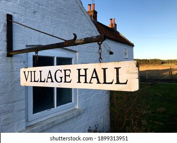 A Village Hall Sign Representing The Community Meeting Place For A Small English Neighbourhood In The UK