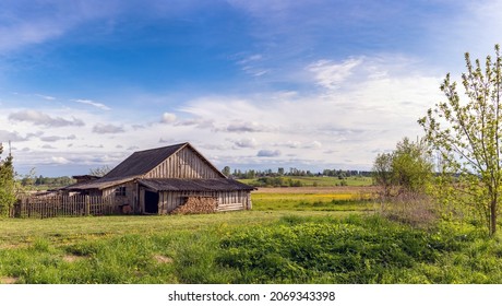 a village house in a field. Russian hut.