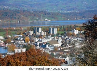 The village of Lachen on Lake of Zurich, Canton of Schwyz, Switzerland