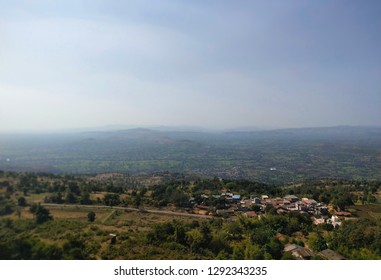 Village Landscape View From Panhala Fort In Kolhapur District Maharashtra