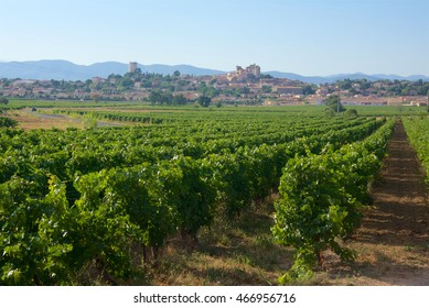 A Village In The Languedoc Region Of The South Of France, Surrounded By Vineyards