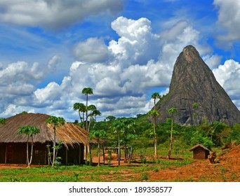 The village is in the mountains. Fabulously beautiful landscape. Africa, Mozambique.