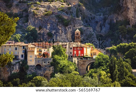 The Village of Moustiers-Sainte-Marie, Provence, France