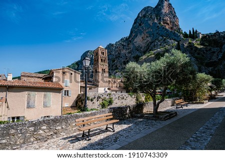 The Village of Moustiers-Sainte-Marie, Provence, France Europe, a colorful village in the Provence France