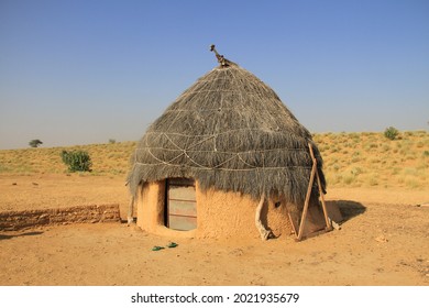 Village Mud Hut in Thar Desert, Jaisalmer, India
