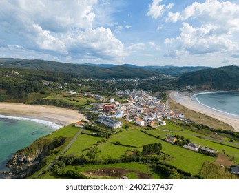 The village of O Porto de Espas located between two bays on the ocean, Ortigueira, Spain