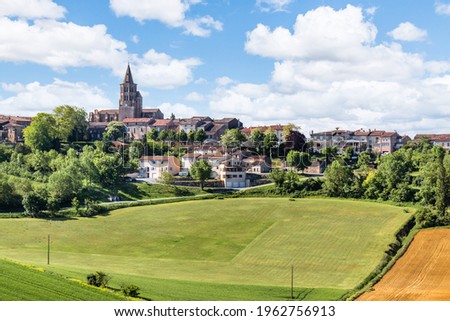 Village on a hill in Lauragais in Occitanie, France