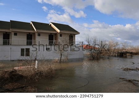 Village Pribrezhnoye (Crimea, Crimean peninsula) A building flooded as a result of a strong storm on the Black Sea 11.26.2023.