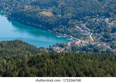 The village of Reifnitz viewd from above at the beautiful Wörthersee, a preferred site for tourists during holiday season