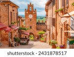 Village scene in Italy - Gradara - Pesaro province - Marche region. Town Walls of Gradara