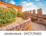 Village scene in Italy - Gradara - Pesaro province - Marche region. Town Walls of Gradara