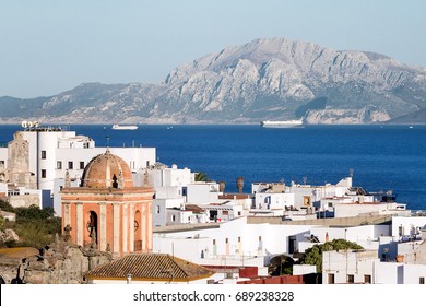Village of Tarifa, located in the Strait of Gibraltar. In the background can be observed Morocco.