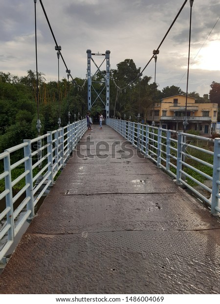 Village transport and people movement Bridge in the\
state of west Bengal,\
India