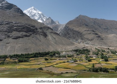 Villages Of Wakhan Corridor In Afghanistan With Koh-e Baba Tangi Mountain In Background