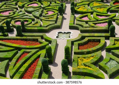 VILLANDRY, FRANCE - CIRCA AUGUST 2015: Chateau de Villandry is a castle-palace located in Villandry, in department of Indre-et-Loire, France. He is a world known for its amazing gardens.