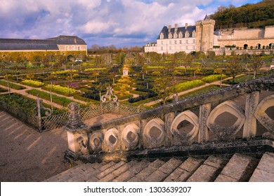 Villandry, France, October 25 2017 : Palace of Villandry ans its gardens, Castle of the Loire