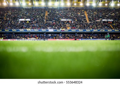 VILLARREAL, SPAIN - JANUARY 8: Spectators During La Liga Soccer Match Between Villarreal CF And FC Barcelona At Estadio De La Ceramica On January 8, 2016 In Villarreal, Spain