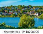 Villas on a shore of Kolding lake, Denmark.