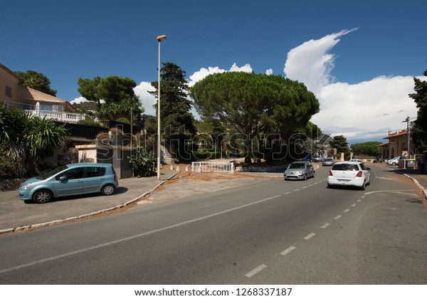 Villefranche-sur-Mer/France - August 04 2016:\
Boulevard de la Corne d\'Or. Villefranche-sur-Mer is a commune in\
the Alpes-Maritimes department on the French\
Riviera.