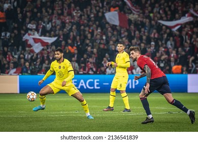 Villenueve-d'Ascq, Lille, France - 03 16 2022: UEFA Champions League Round Of 16, Second Leg; LOSC Lille Vs Chelsea FC; Ruben Loftus - Cheek With A Ball