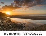 Villers-sur-mer, Normandy, France - Sunset at low tide