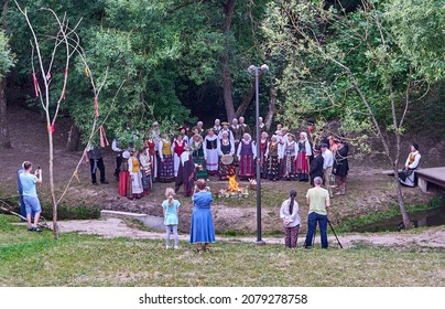 Vilnius, Lithuania - 06 24 2021: Group Of People Playing In The Park During The Midsummer Festival In Lithuania