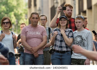 Vilnius, Lithuania - May 18: Unidentified people in Vilnius Old Town on May 18, 2019 in Vilnius Lithuania. Vilnius is the capital of Lithuania and its largest city.
