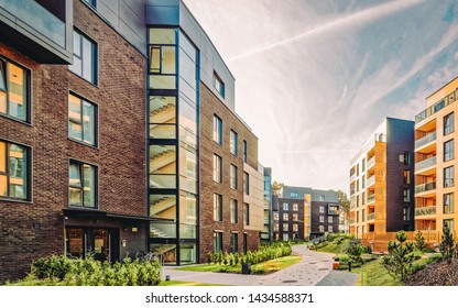 Vilnius, Lithuania - May 21, 2016: Modern european complex of apartment residential buildings. And outdoor facilities. - Shutterstock ID 1434588371